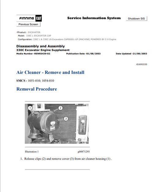 Caterpillar Cat 330C L Excavator Service and Repair Manual PDF | S/N CAP