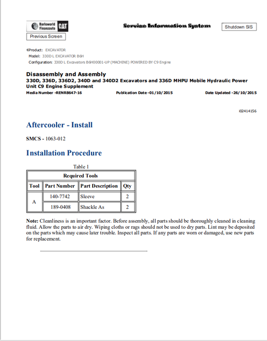 Caterpillar Cat 330D L Excavator Service and Repair Manual PDF | S/N B6H