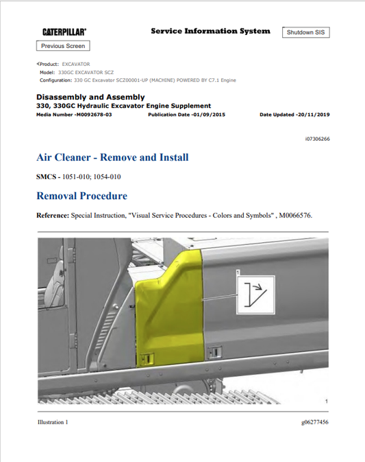 Caterpillar Cat 330GC Excavator Service and Repair Manual PDF | S/N SCZ