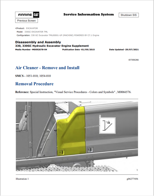 Caterpillar Cat 330GC Excavator Service and Repair Manual PDF | S/N TML