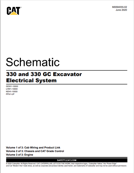 Caterpillar Cat 330 Excavator Electrical and Hydraulic Schematic Manual PDF | S/N LHW