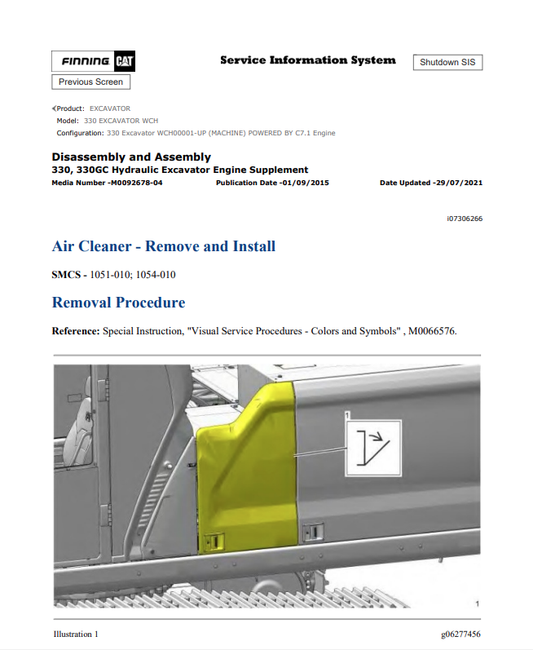 Caterpillar Cat 330 Excavator Service and Repair Manual PDF | S/N WCH