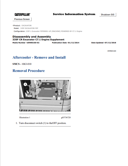 Caterpillar Cat 335F Excavator Service and Repair Manual PDF | S/N FEP