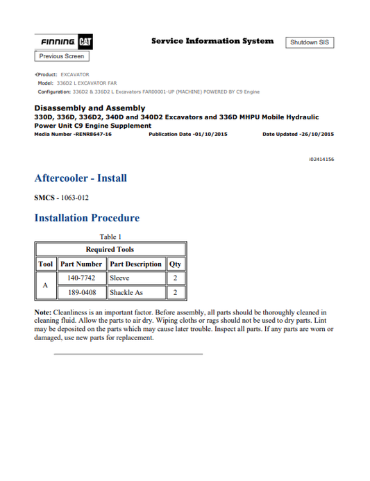 Caterpillar Cat 336D2 L Excavator Service and Repair Manual PDF | S/N FAR