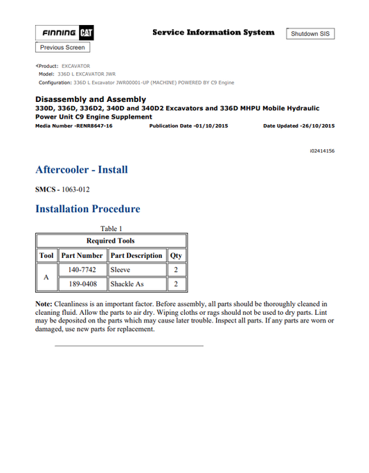 Caterpillar Cat 336D L Excavator Service and Repair Manual PDF | S/N JWR