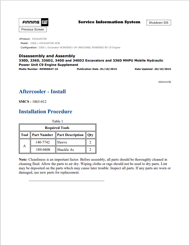 Caterpillar Cat 336D L Excavator Service and Repair Manual PDF | S/N W3K