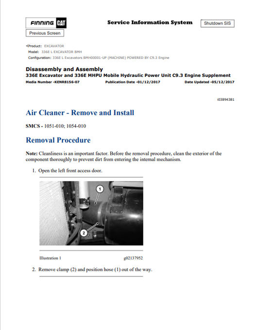 Caterpillar Cat 336E L Excavator Service and Repair Manual PDF | S/N BMH