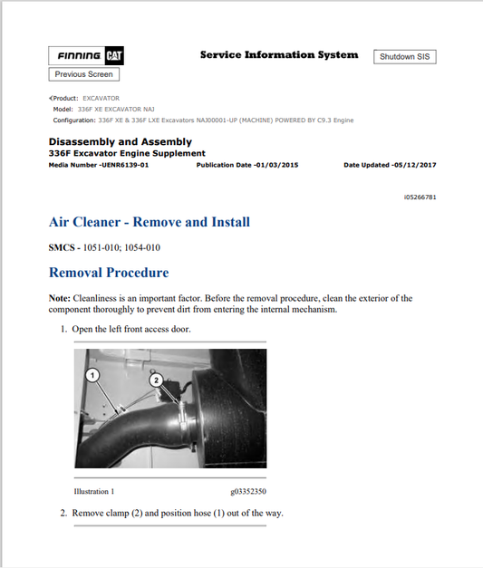 Caterpillar Cat 336F XE Excavator Service and Repair Manual PDF | S/N NAJ