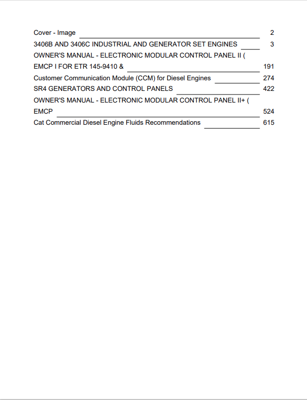 Caterpillar Cat 3406B Gen Set Engine Operation and Maintenance Manual PDF | S/N 4RG