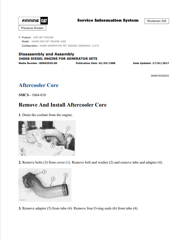 Caterpillar Cat 3406B Gen Set Engine Service and Repair Manual PDF | S/N 2WB