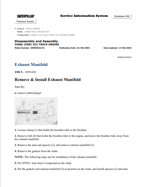 Caterpillar Cat 3406B Truck Engine Service and Repair Manual PDF | S/N 4CK