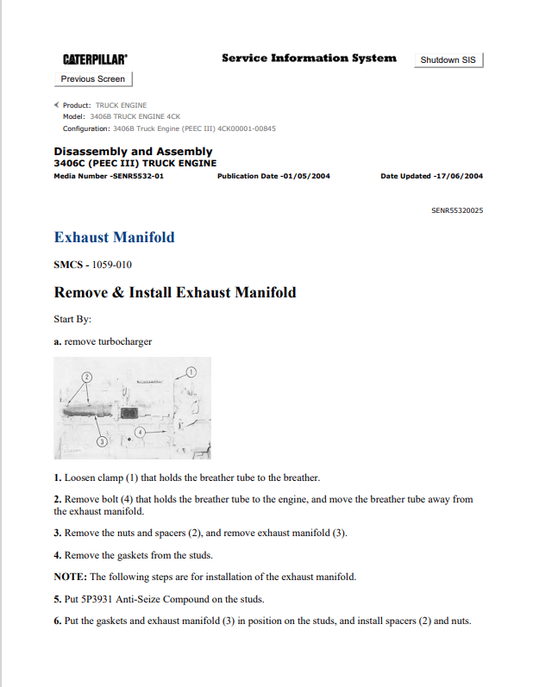 Caterpillar Cat 3406B Truck Engine Service and Repair Manual PDF | S/N 4CK