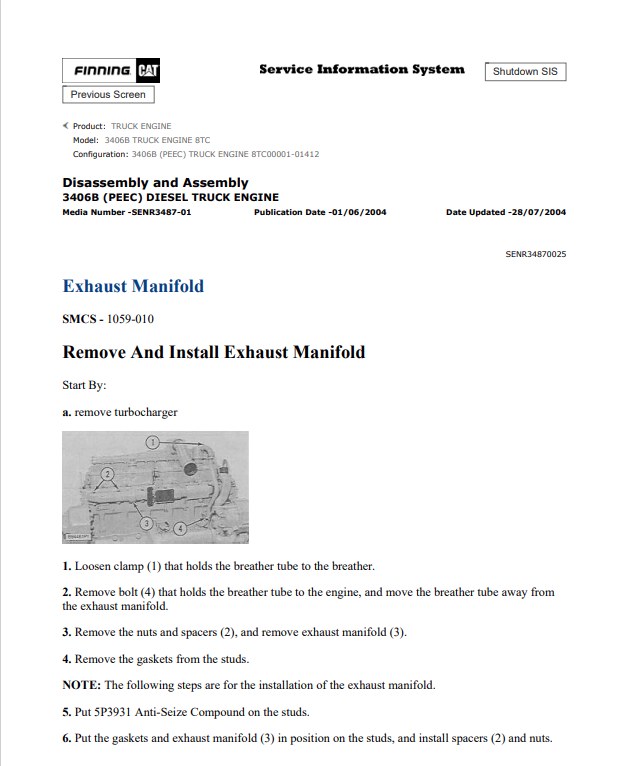 Caterpillar Cat 3406B Truck Engine Service and Repair Manual PDF | S/N 8TC