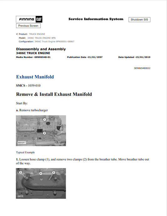 Caterpillar Cat 3406C Truck Engine Service and Repair Manual PDF | S/N 8PN