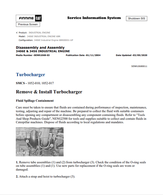 Caterpillar Cat 3406E Industrial Engine Service and Repair Manual PDF | S/N 6BR