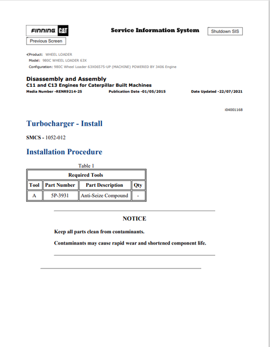 Caterpillar Cat 3406 Engine - Machine Service and Repair Manual PDF | S/N BMS