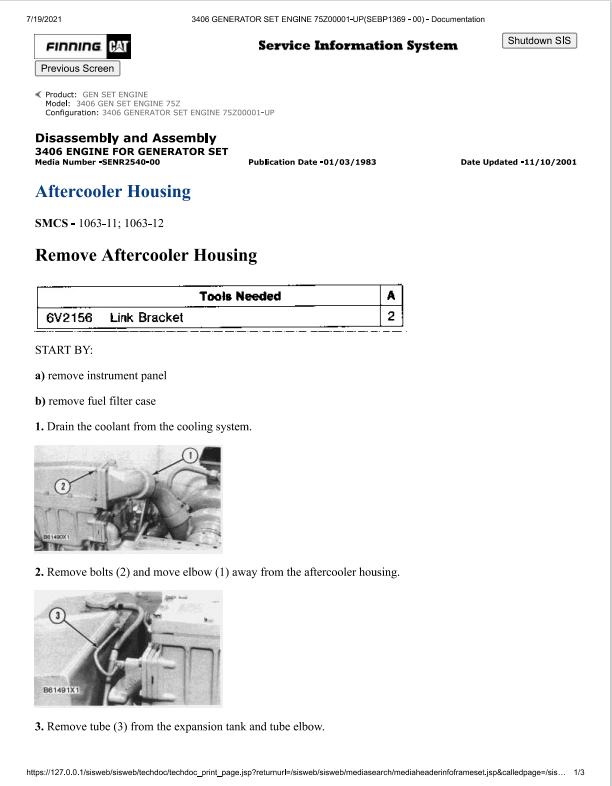 Caterpillar Cat 3406 Generator Set Engine Service and Repair Manual PDF | S/N 75Z