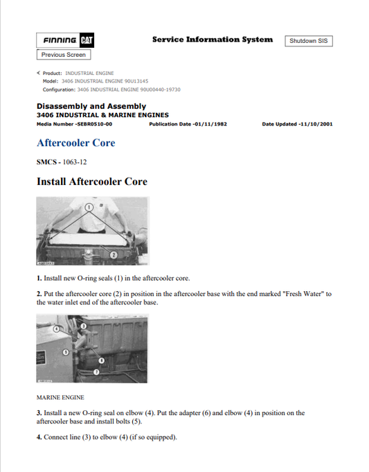 Caterpillar Cat 3406 Industrial Engine Service And Repair Manual PDF | S/N 90U13145