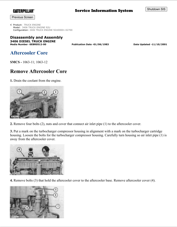 Caterpillar Cat 3406 Truck Engine Service and Repair Manual PDF | S/N 92U