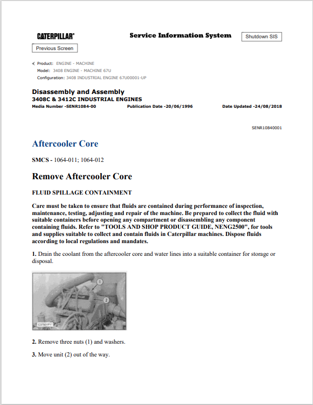 Caterpillar Cat 3408 Engine - Machine Service and Repair Manual PDF | S/N 67U