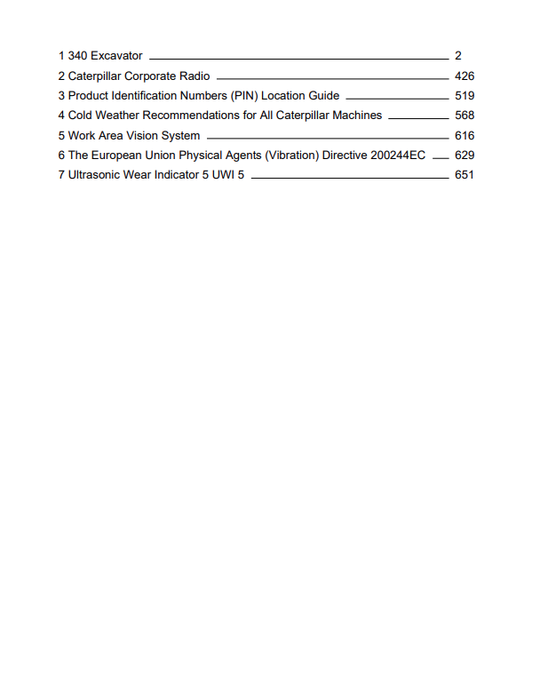 Caterpillar Cat 340 Excavator Operation and Maintenance Manual PDF | S/N WFK