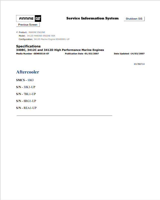 Caterpillar Cat 3412D Marine Engine Service and Repair Manual PDF | S/N REA