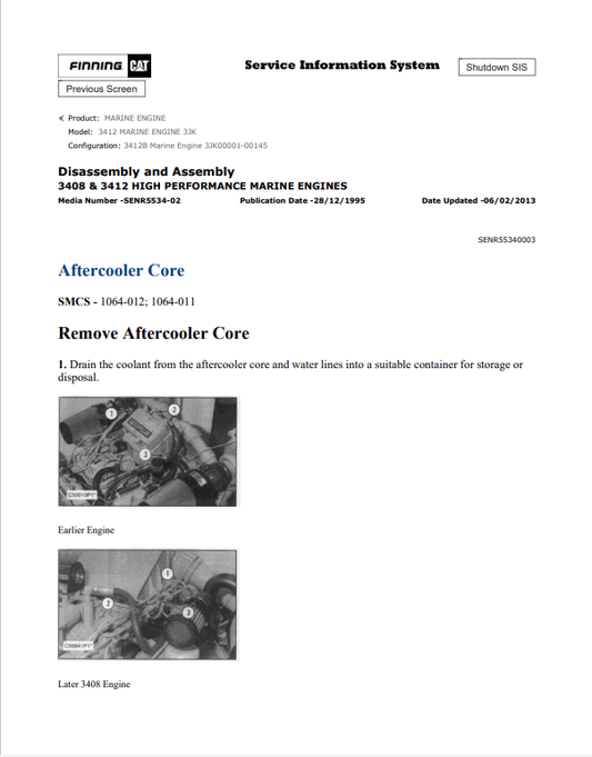 Caterpillar Cat 3412 Industrial Engine Service And Repair Manual PDF | S/N 3JK
