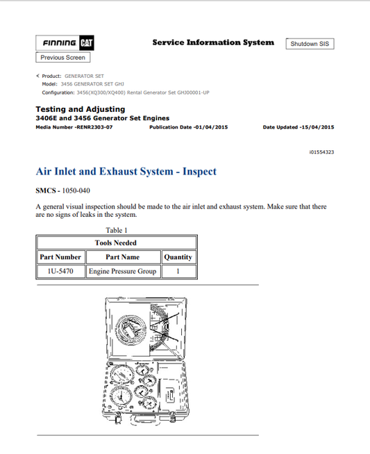 Caterpillar Cat 3456 Generator Set Service and Repair Manual PDF | S/N GHJ