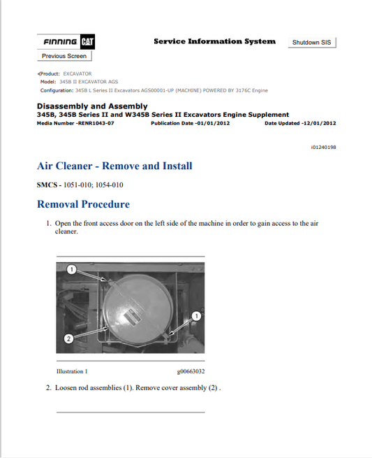 Caterpillar Cat 345B II Excavator Service and Repair Manual PDF | S/N AGS