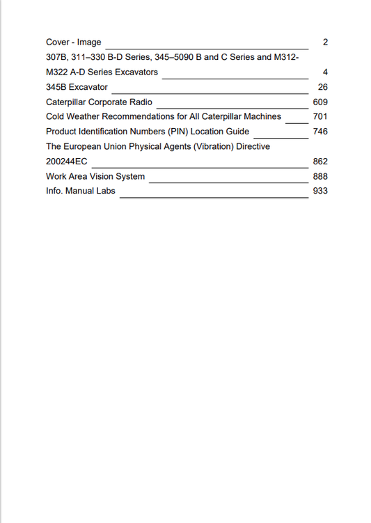 Caterpillar Cat 345B L Excavator Operation and Maintenance Manual PDF | S/N 9CW