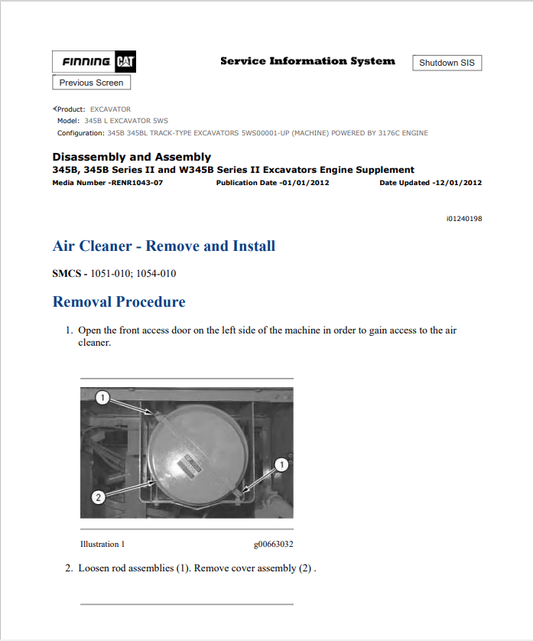 Caterpillar Cat 345B L Excavator Service and Repair Manual PDF | S/N 5WS