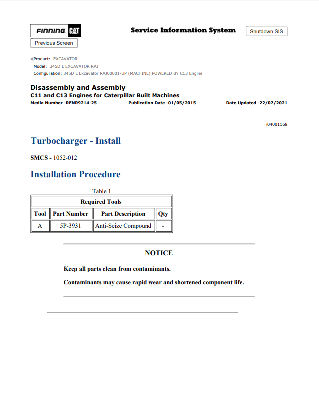 Caterpillar Cat 345D L Excavator Service and Repair Manual PDF | S/N RAJ