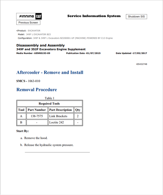 Caterpillar Cat 349F L Excavator Service and Repair Manual PDF | S/N BZ2