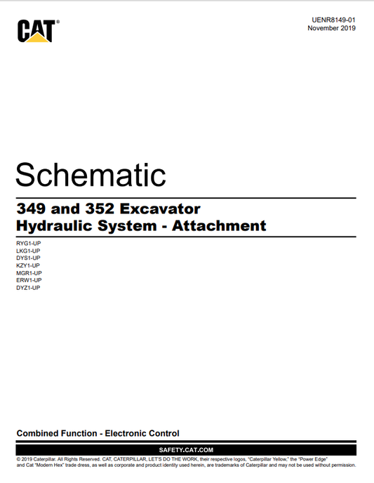 Caterpillar Cat 349 And 352 Excavator Electrical System Schematic Manual PDF | S/N DYS