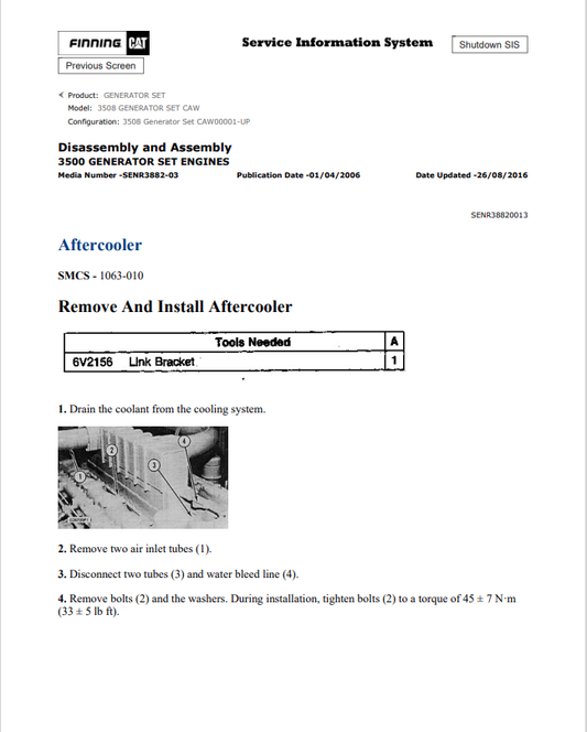 Caterpillar Cat 3508 Generator Service and Repair Manual PDF | S/N CAW
