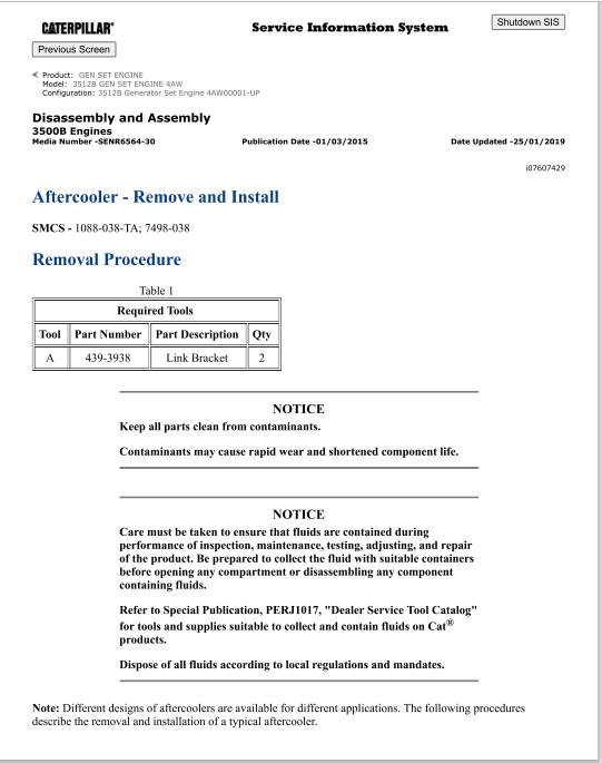 Caterpillar Cat 3512B Generator Set Service and Repair Manual PDF | S/N 4AW&nbsp;