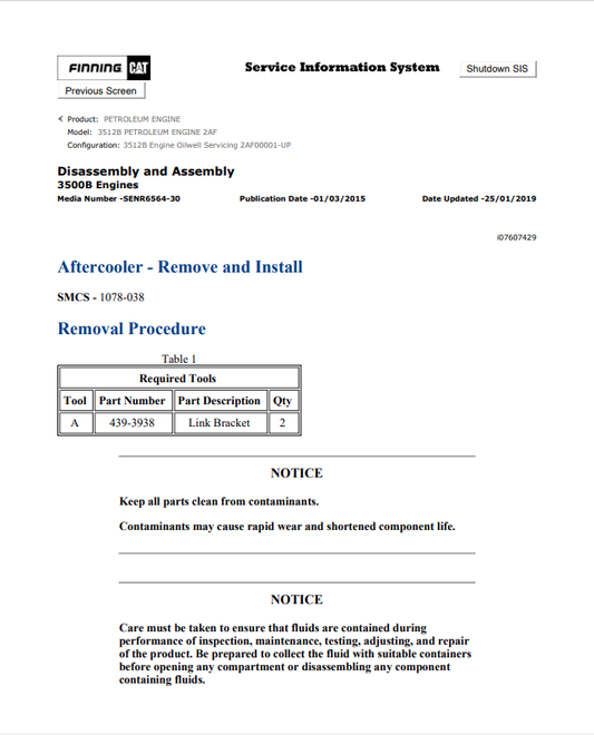 Caterpillar Cat 3512B Petroleum Engine Service and Repair Manual PDF | S/N 2AF