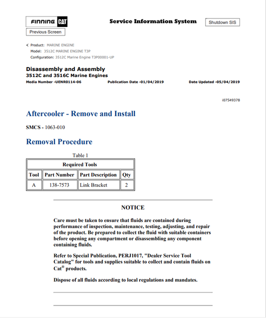 Caterpillar Cat 3512C Marine Engine Service and Repair Manual PDF | S/N T3P