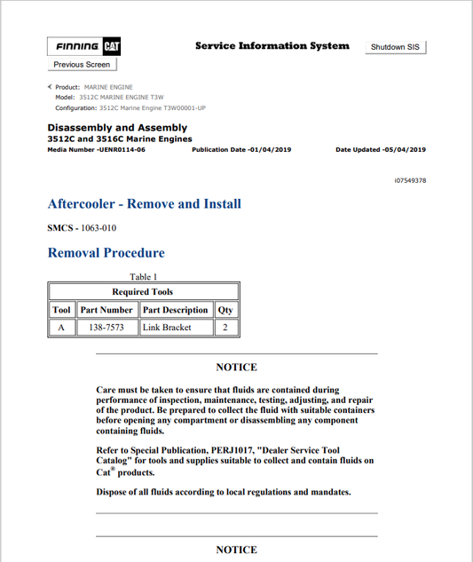 Caterpillar Cat 3512C Marine Engine Service and Repair Manual PDF | S/N T3W