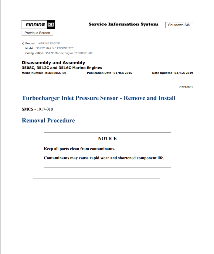 Caterpillar Cat 3512C Marine Engine Service and Repair Manual PDF | S/N TTC