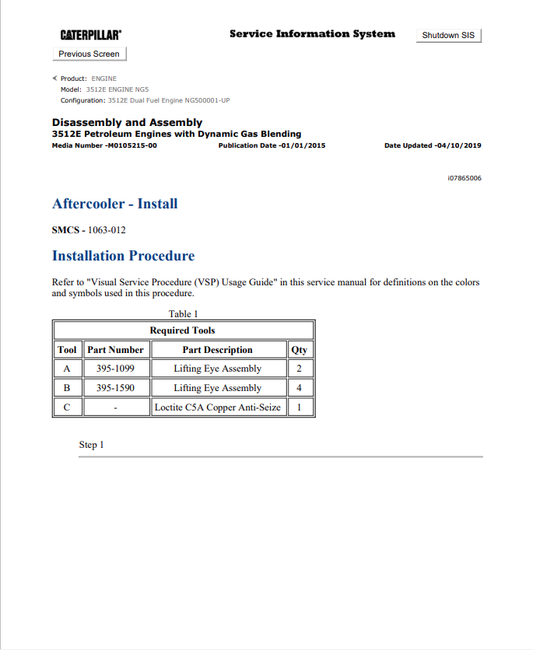 Caterpillar Cat 3512E Engine Service and Repair Manual PDF | S/N NG5