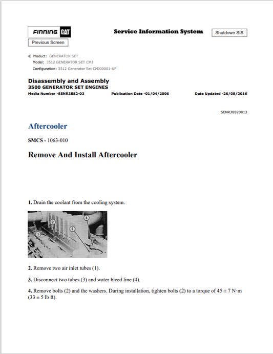 Caterpillar Cat 3512 Generator Set Service and Repair Manual PDF | S/N CMJ