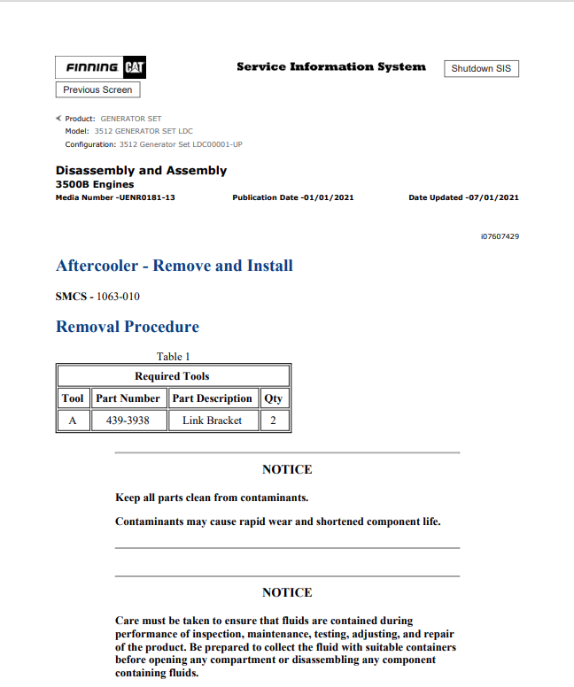 Caterpillar Cat 3512 Generator Set Service and Repair Manual PDF | S/N LDC