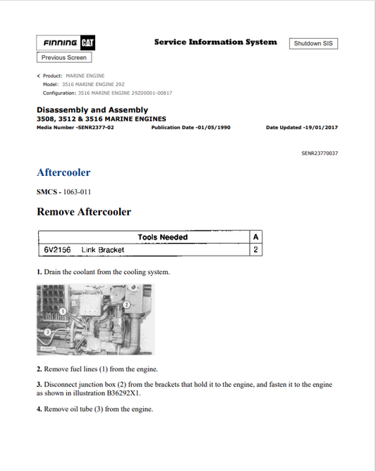 Caterpillar Cat 3516 Marine Engine Service and Repair Manual PDF | S/N 29Z