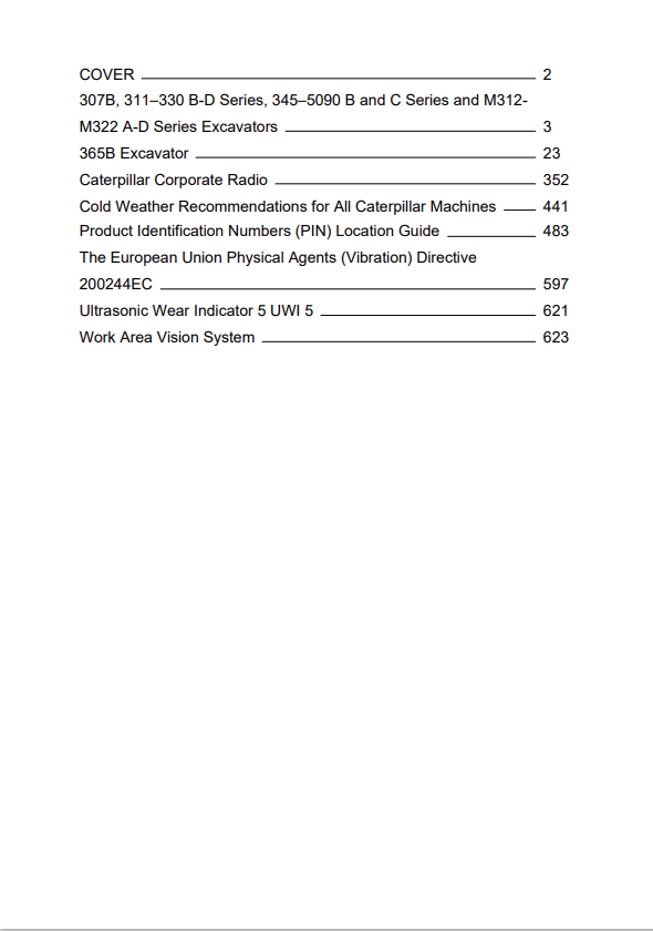 Caterpillar Cat 365B L Excavator Operation and Maintenance Manual PDF | S/N 4XZ