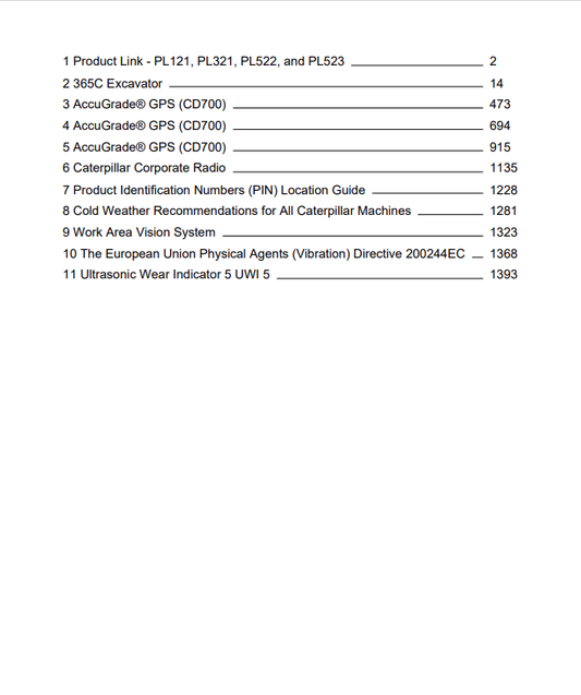 Caterpillar Cat 365C Excavator Operation and Maintenance Manual PDF | S/N ELC