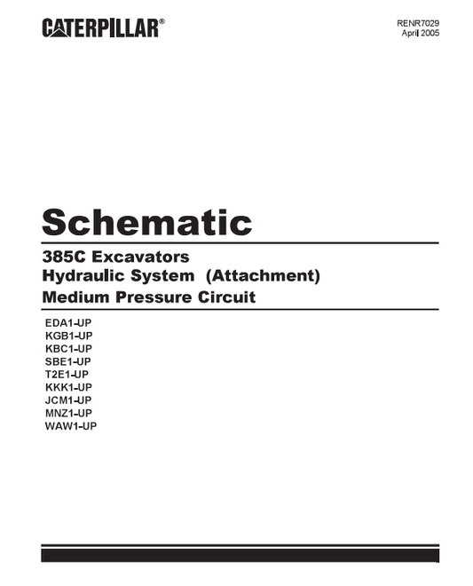 Caterpillar Cat 385C Excavator Electrical and Hydraulic Schematic Manual PDF | S/N KBC