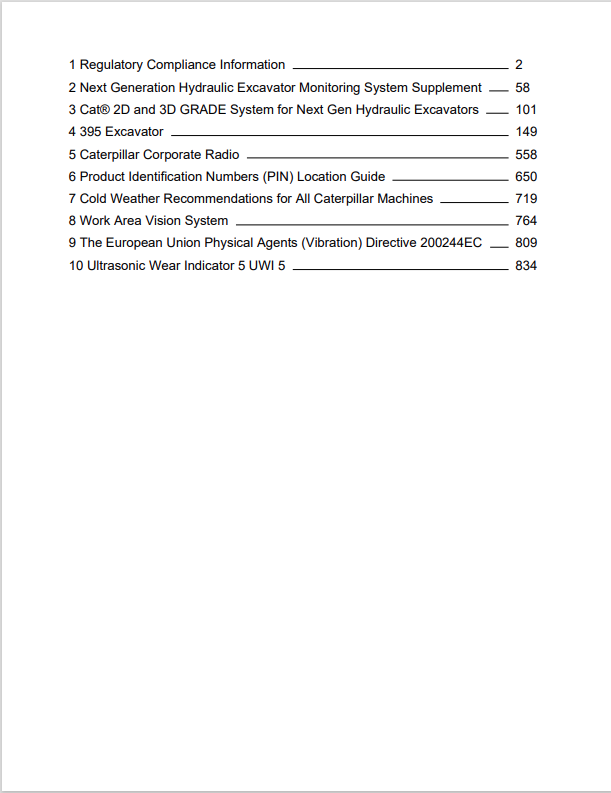 Caterpillar Cat 395 Excavator Operation and Maintenance Manual PDF | S/N LTK