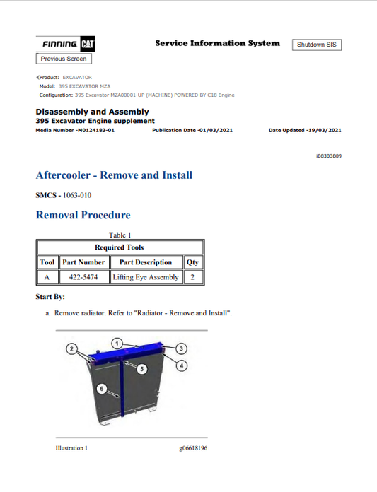 Caterpillar Cat 395 Excavator Service and Repair Manual PDF | S/N MZA