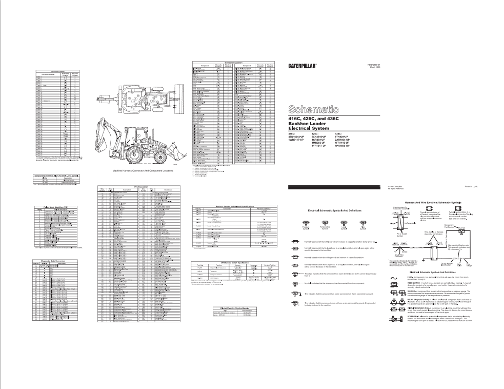 Caterpillar Cat 416C, 426C And 436C Backhoe Loader Electrical System Schematic Manual PDF | S/N 4ZN
